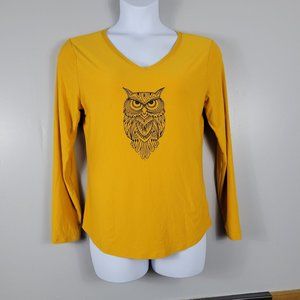 Very cute blouse, new condition & comfortable material. Med Long Sleeve Owl top